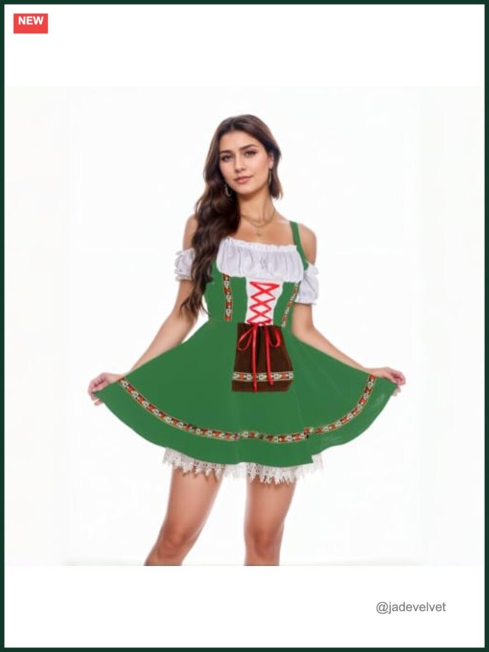 Off Shoulder Lace Dirndl Costume Dress German Oktoberfest Women Halloween